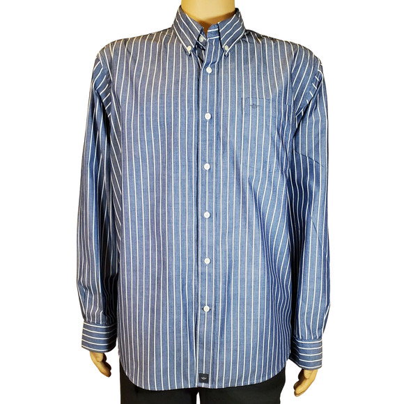 Dockers Men's Long Sleeve Shirt Size XL Blue Striped Casual Button Down EUC - Picture 1 of 3